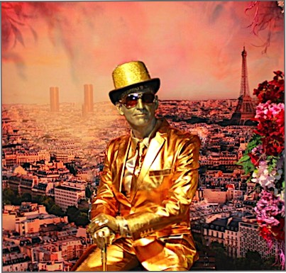 Walking Act im Goldkostüm